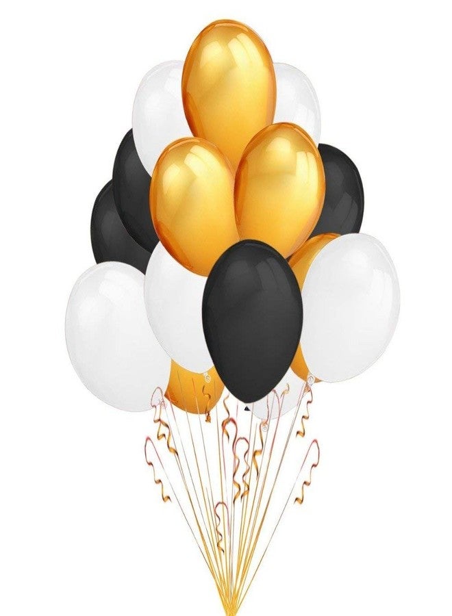 AMFIN بالونات معدنية من AMFIN® (عبوة من 25 بالونًا) مقاس 10 بوصات، باللون الأسود والذهبي والأبيض، مثالية لتزيين أعياد الميلاد، وحفلات الزفاف، والخطوبة، وحفلات استقبال المولود، وحفلات الذكرى السنوية، بتصميمات مستوحاة من الأسود والذهبي والأبيض. - Image 4